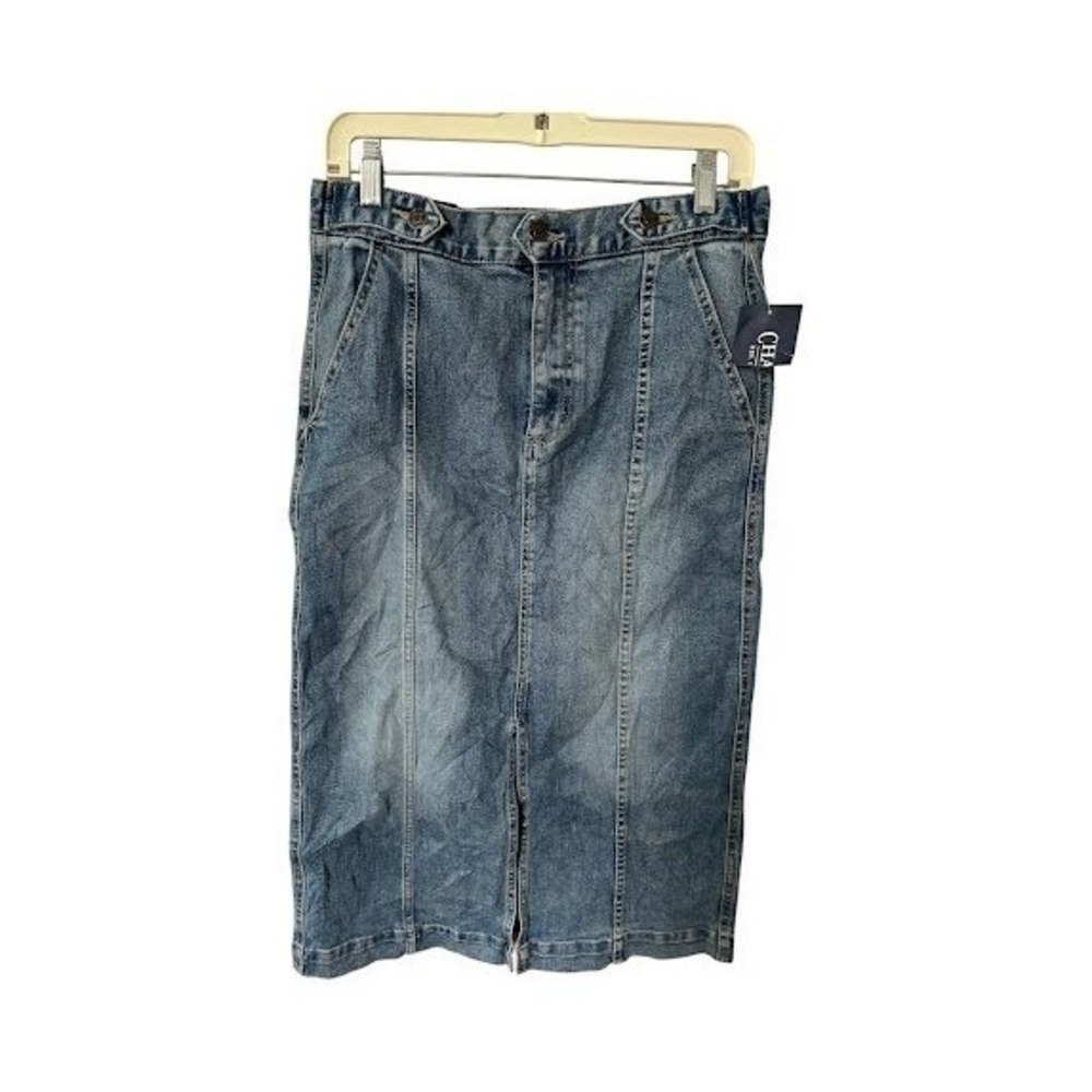 NWT Chaps Denim Womens Size 8 Light Wash Stretch Midi Pencil Skirt